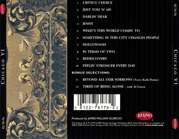 Chicago VI - CD-Inlay Rückseite (Rhino Special Version) Placeholder image