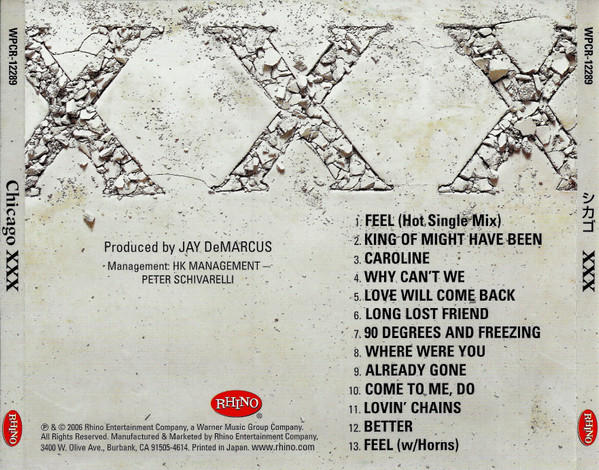 Chicago XXX - CD-Inlay, Rückseite Placeholder image