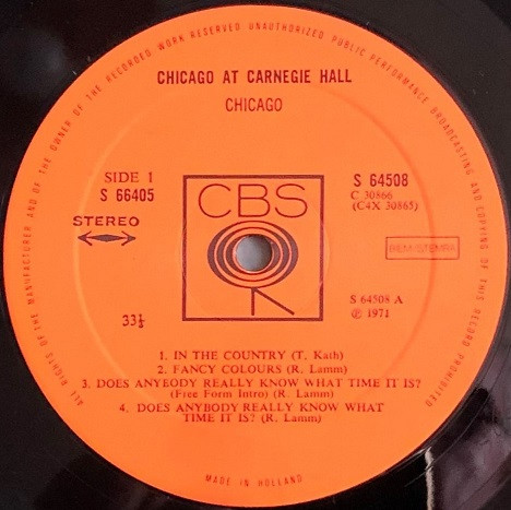 Chicago at Carnegie Hall - Vinyl-CBS-Label Seite 1 Placeholder image