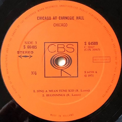 Chicago at Carnegie Hall - Vinyl-CBS-Label Seite 3 Placeholder image