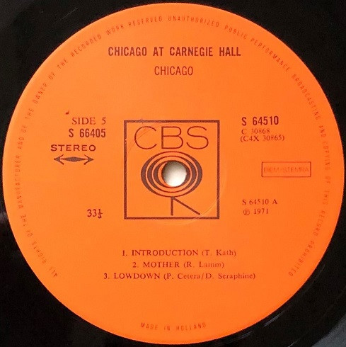 Chicago at Carnegie Hall - Vinyl-CBS-Label Seite 5 Placeholder image