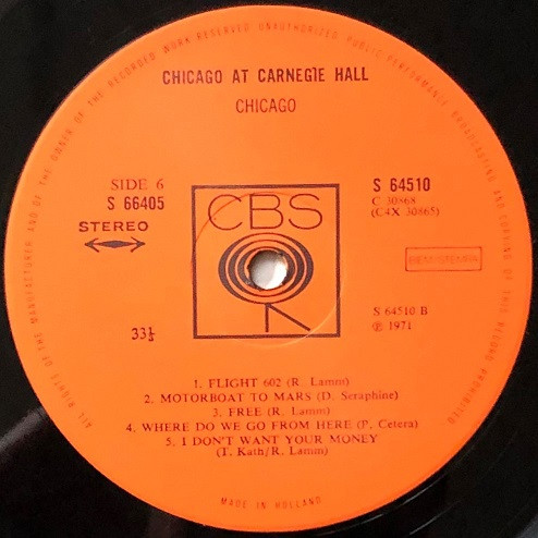 Chicago at Carnegie Hall - Vinyl-CBS-Label Seite 6 Placeholder image