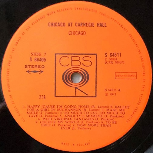 Chicago at Carnegie Hall - Vinyl-CBS-Label Seite 7 Placeholder image